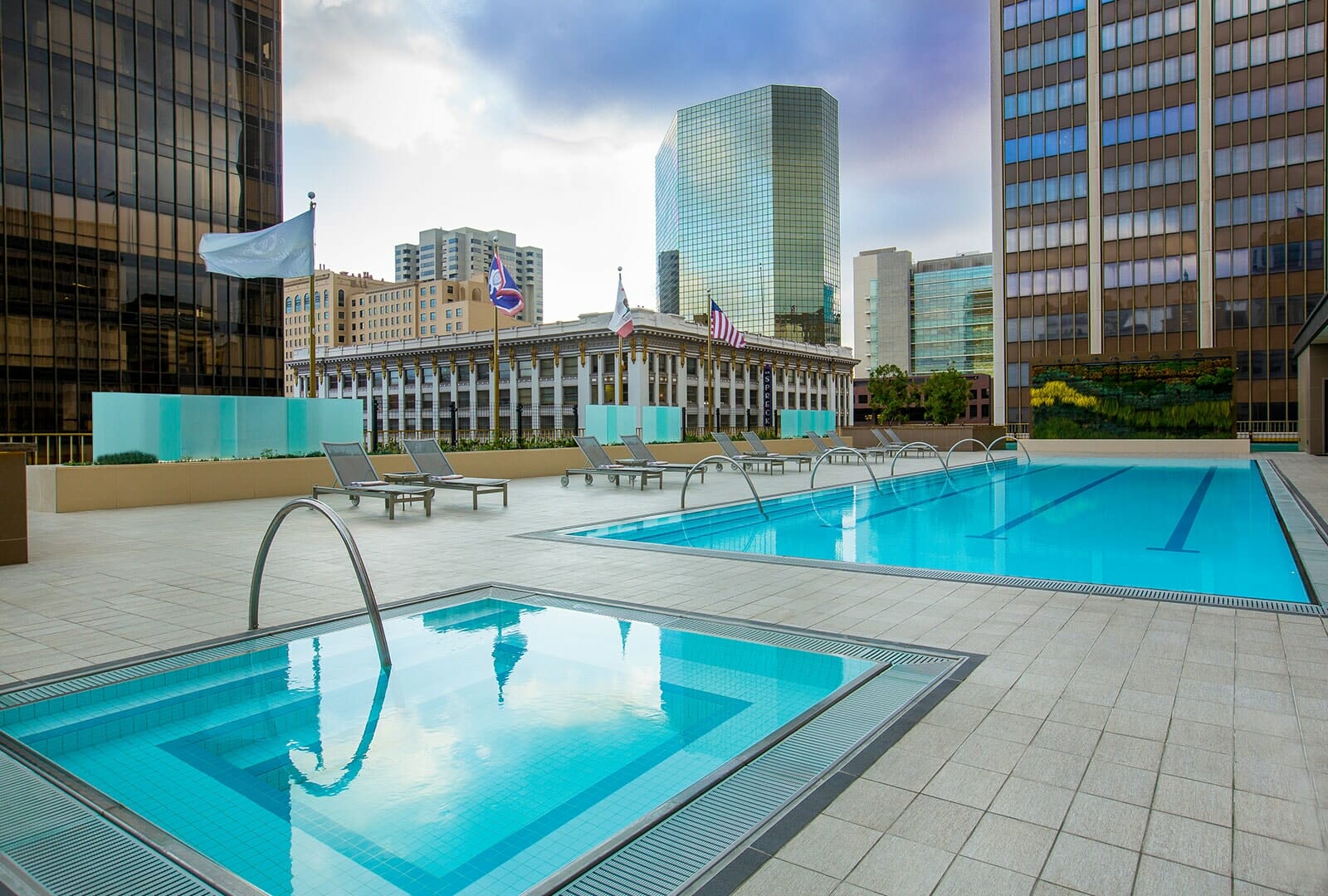 Westgate Hotel rooftop pool and hot tub with lounge chairs