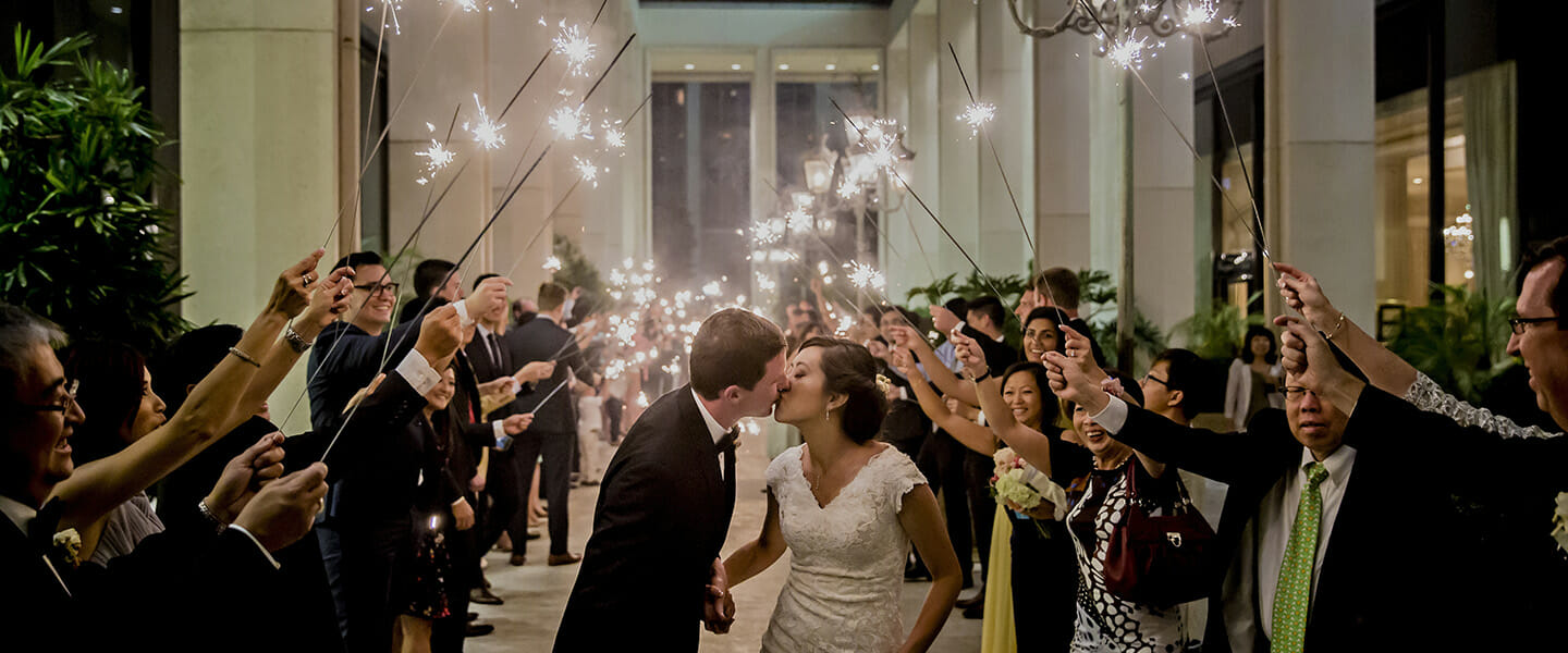Westgate Hotel Wedding celebration with sparklers