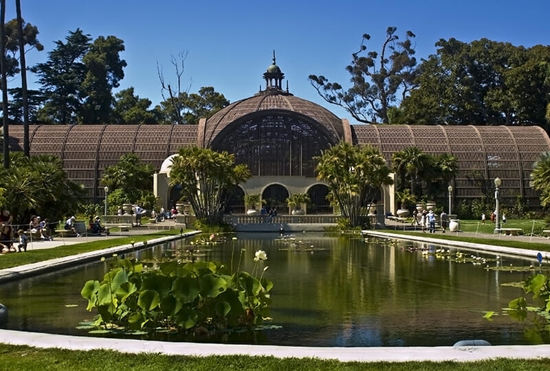 Balboa Park Botanical Garden with large koi pond.