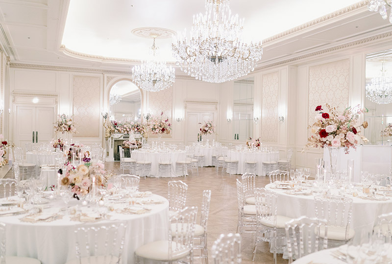 Gorgeous wedding reception in The Westgate Hotel Versailles Ballroom